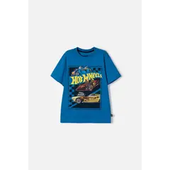 HOT WHEELS - Camiseta de manga corta azul para niño