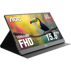 AOC - Monitor Portátil 15.6 Ips, Altavoces, Usb C, Mini Hdmi
