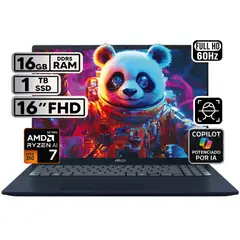 ASUS - PORTÁTIL VIVOBOOK 16 RYZEN AI 7 16GB 1TB SSD PANTALLA 16″ WUXGA