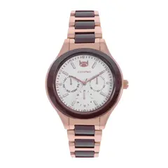 TEMPUS - Reloj Bicolor Café y Oro Rosa Para Dama 1295-03