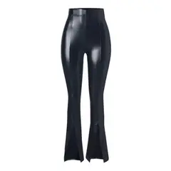 FRIOLENTA - Legging Cuerina Bota Ancha Abertura - Negro