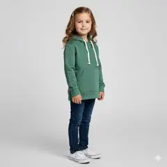 FRIOLENTA - Hoodie niños algodon percahado con capota - verde