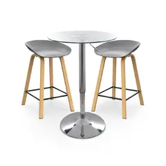 BONNO - Juego De Barra Manhattan Gris 2 Puestos