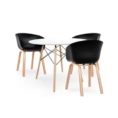 BONNO - Juego De Comedor Napoles Negro 3 Puestos