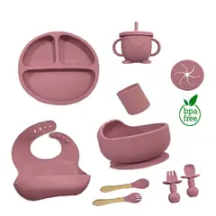 MUNDO BEBE - Set Vajilla Para Bebé 8 Piezas Silicona Niña Niño