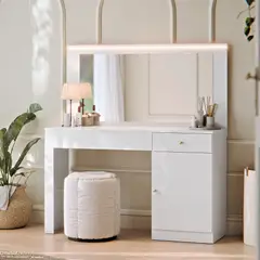 MULTIMUEBLES - TOCADOR CON ESPEJO LUZ LED Y CAJONES NINA