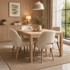 ELITE LIVING - COMEDOR MANHATTAN  4 PUESTOS NATURAL NATURAL MICROFIBRA CAMEL