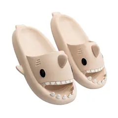 NACIONAL - Sandalias Diseño Tiburón en Goma EVA Color Beige Unisex Suaves y Antideslizantes