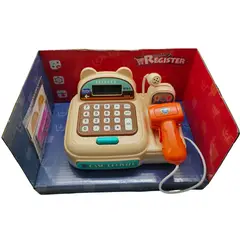 GENERICO - Cash Register Para Niños Con Calculadora Real Y Micrófono Caqui