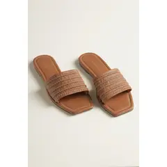 TOUCHE BALNEAIRE - Sandalias planas en cuero color caramelo 0S45C61