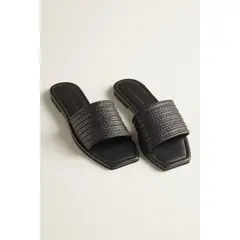 TOUCHE BALNEAIRE - Sandalias planas en cuero color negro 0S47N61