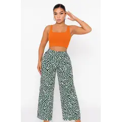 YOGA & GYM - Pantalon Palazzo Ancho Estampado Animal Print