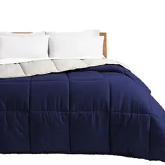 GENERICO - Colcha Comforter Doble Azul Oscuro - Beige Bicolor