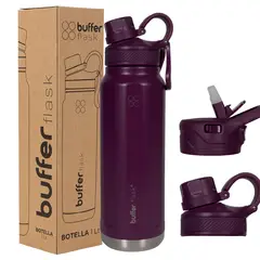 BUFFER FLASK - Termo Botella Termica Agua Acero Inox Buffer 1L + tapas - Vino
