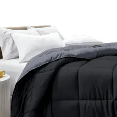 GENERICO - Colcha Comforter Doble Gris Oscuro - Negro Bicolor