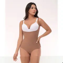 FAJATE - Body invisible sin costuras de busto libre con compresión uniforme en abdomen y cintura