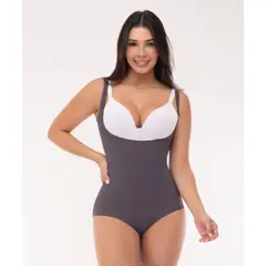 FAJATE - Body invisible sin costuras de busto libre con compresión uniforme en abdomen y cintura color gris