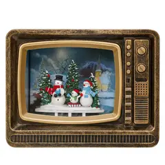GENERICO - Televisor Navideño Decorativo con Muñecos de Nieve y Luz Con Efecto Nieve, Adorno Elegante 43
