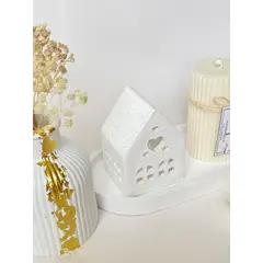 GENERAL - Set navideño minimalista bandeja florero casita y vela decorativa
