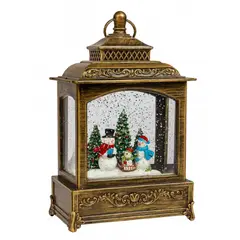 GENERICO - Farol Navideño Decorativo con Muñecos de Nieve y Luz Con Efecto Nieve, Adorno Navideño Elegante 47