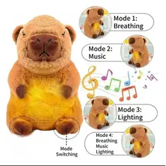 GENERICO - Peluche Capibara Color Café respira Tiene Luz Y Música Juguete