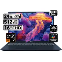 ASUS - PORTÁTIL VIVOBOOK 16 RYZEN AI 7 24GB 512GB SSD PANTALLA 16″ WUXGA