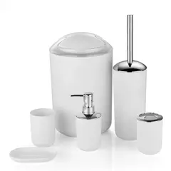 GENERICO - Kit Accesorios Baño 6 Pzs Jabonera Cepillo Resistente