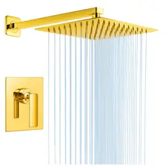 GENERICO - Set Ducha Dorada 30cm Con Mezclador Primacia Y Tubo 40cm Brillante