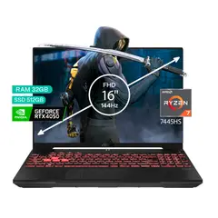 ASUS - Portátil Gamer Tuf RYZEN 7 7445hs Ram 32gb 512 SSD Rtx4050 16 FHD - Negro