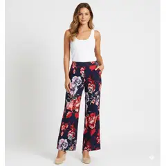 FRIOLENTA - Pantalón Lino Ligero Flores Verano