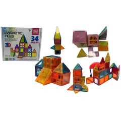 MAZUGI - Bloques Magnéticos Set Construcción Imanes Educativos 34 Pcs Imanes