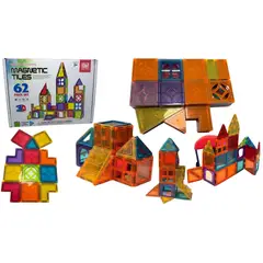 MAZUGI - Bloques Magnéticos Set Construcción Imanes Educativos 62 Pcs Imanes