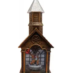 GENERICO - Iglesia Navideña Decorativo con Muñeco de Nieve y Luz Con Efecto Nieve, Adorno Navideño Elegante 70