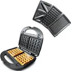 GENERICO - Sanduchera 3 en 1 Waflera Panini Acero Inoxidable