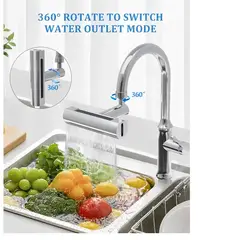 GRIFFIN - Grifo 4 En 1 Giratorio 360 Grados Cocina Extensión Llave - Plateado