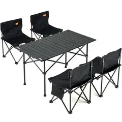 COLME TECHNOLOGY HOME - Juego De Camping Set Mesa 95cm 4 Sillas Plegables Portatil