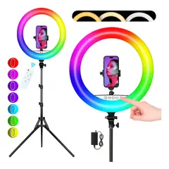 COLME TECHNOLOGY HOME - Aro De Luz Led Táctil 56cm Rgb Para Móvil Cámaras Trípode