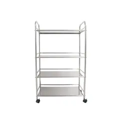 NO NO - Mesa Auxiliar 4 Entrepaños Con Rodachinas CROMADA grande