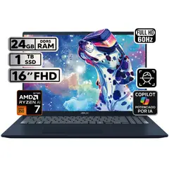 ASUS - PORTÁTIL VIVOBOOK 16 RYZEN AI 7 24GB 1TB SSD PANTALLA 16″ WUXGA