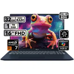 ASUS - PORTÁTIL VIVOBOOK 16 RYZEN AI 7 32GB 1TB SSD PANTALLA 16″ WUXGA