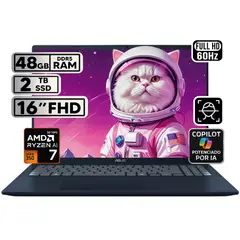 ASUS - PORTÁTIL VIVOBOOK 16 RYZEN AI 7 48GB 2TB SSD PANTALLA 16″ WUXGA