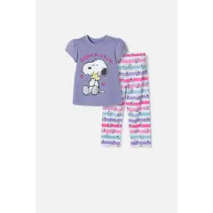 SNOOPY - Pijama de con pantalón largo multicolor para niña 2T a 5T