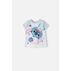 DISNEY - Camiseta de Stitch manga corta blanco para niña 2T a 5T