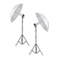 ILUV - Kit 2x1 Iluminación Estudio Fotografía Doble Socket Trípode Sombrilla