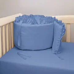 LILE - Bumper para cuna azul con boleros CASA LILÉ