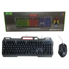WEIBO - Combo Gamer Teclado + Mouse Negro Con Luces Rgb