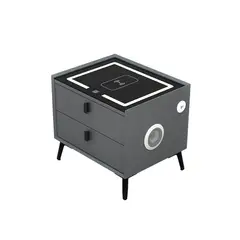 STAY ELIT - Mesa Buró Mueble Inteligente Con Iluminación Y Cargador Usb Acabado Mdf Color Gris Oscuro