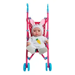 GENERICO - Muñeco Bebe Bebote En Coche + Accesorios Mascota Juguete