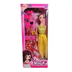 GENERICO - Muñeca Vestido Elegante Zapatos Accesorios Espejo Juguetes