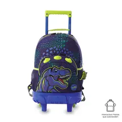 TOTTO - Morral Mochila Escolar Ruedas Dino Rock M Niño Azul